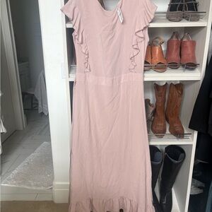 Bohme NWT Blush Pink Ruffle Midi Dress